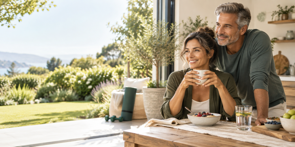 Healthy mature couple enjoying a balanced wellness lifestyle